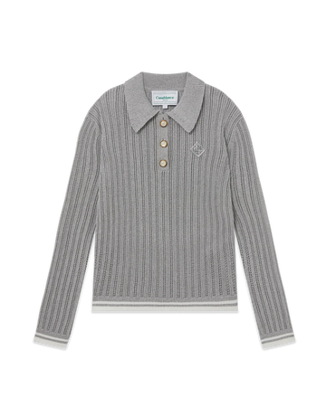 Silver Long Sleeve Polo Shirt